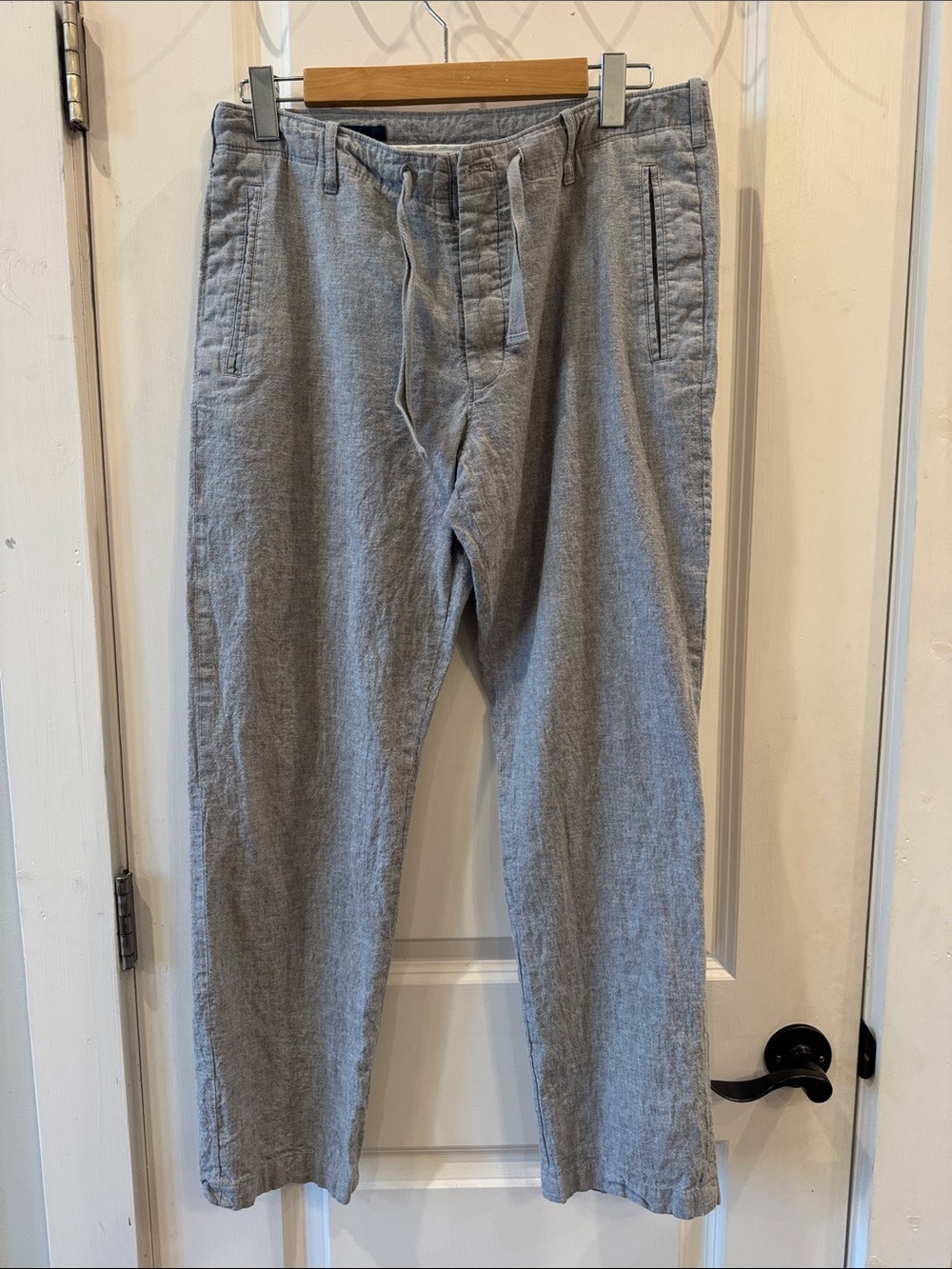 30x27 Perry Ellis Men's Linen Drawstring Casual Pants Chiseled Stone Bluish Gray